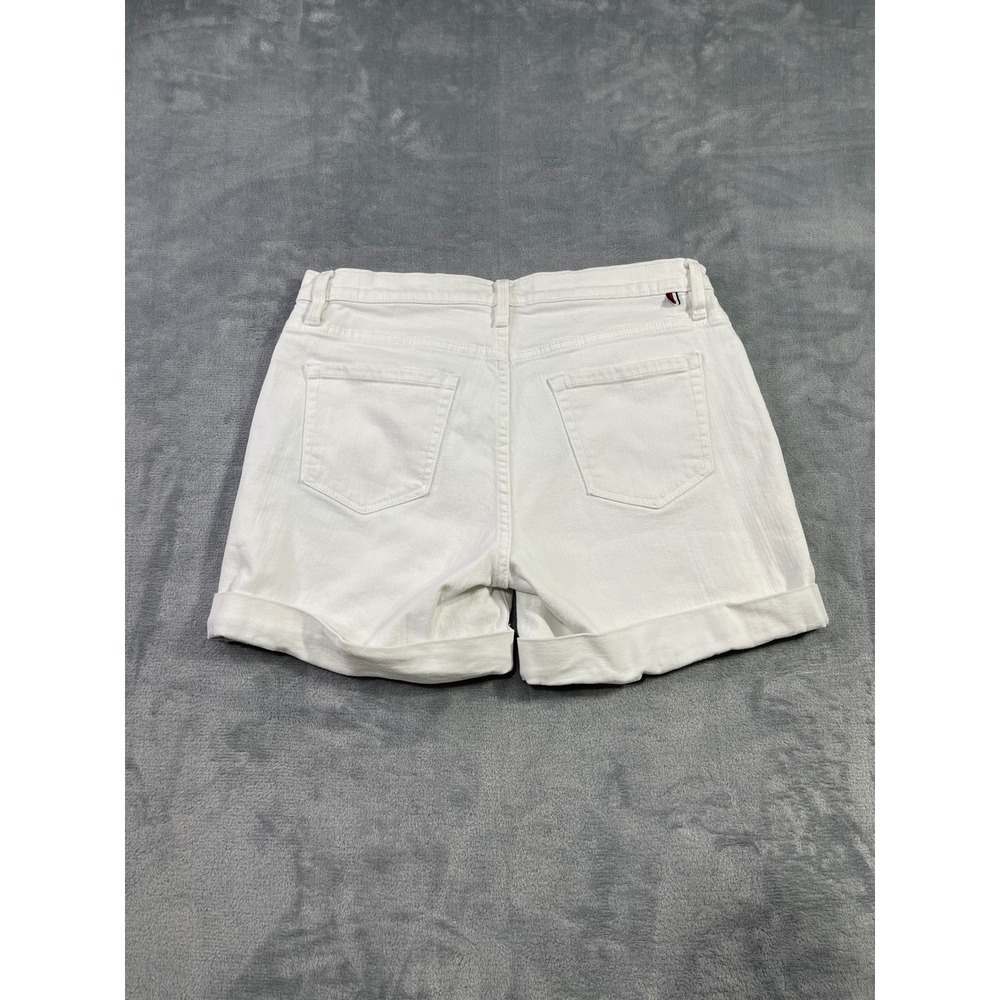 Tommy Hilfiger Womens White Denim Cuffed Shorts Size 10 Mid Rise Stretch - Picture 8 of 10